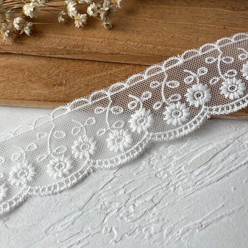 Japanischer weißer Spitzenbesatz aus Baumwolle mit Stickerei für selbstgemachte Kleidung – Materialien für Accessoires aus hohler Schleife für Röcke
