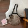 Korean Mesh Net Tote Bag Women Large Capacity Summer Hollow Out Beach Bag Lightweight Shoulder Bag For Vacation Shopping Handbag