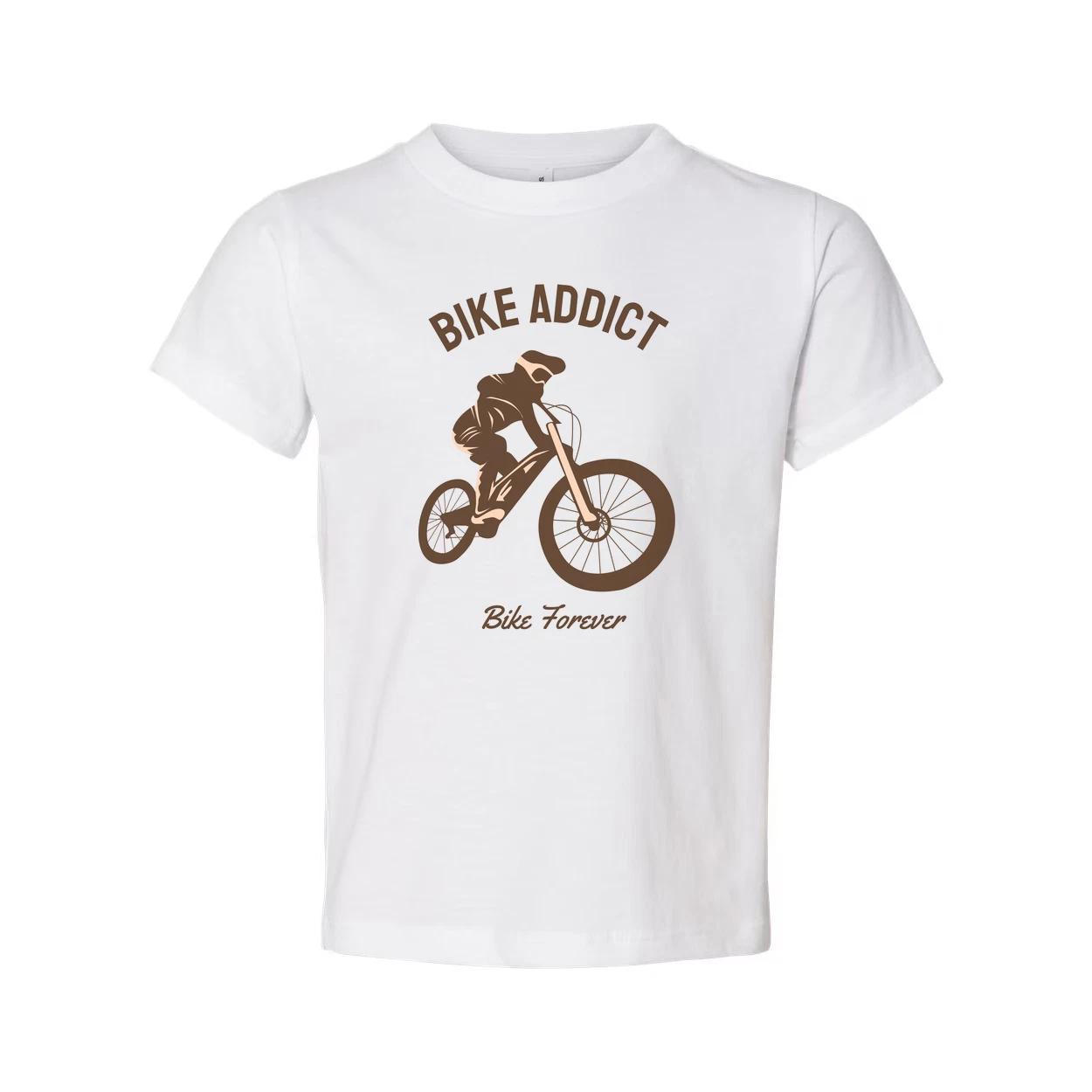 

Bike Addict Graphic T Shirt With Bicycle Silhouette And Bike Forever Motto For C 2XL