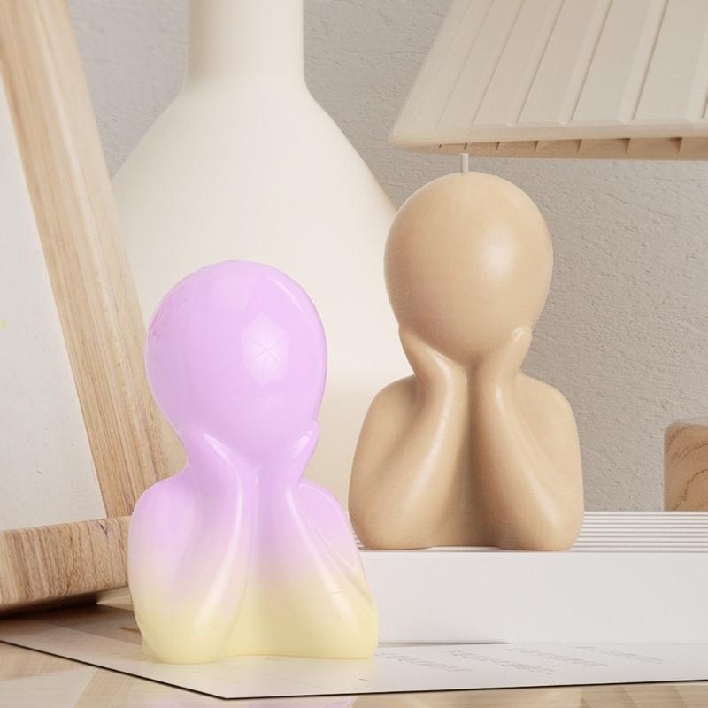 Candle Moulds Figurine Crafts Moulds Hand-making Tools Support Cheek Human Shaped Non-stick Silicone Material for DIY