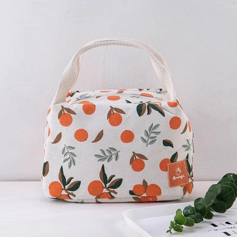 

1 Pc Cute Fruit Lunch Bag for Women Portable Insulated Lunch Thermal Bag Bento Pouch Lunch Container School Food Bag 23x15x15CM оранжевый