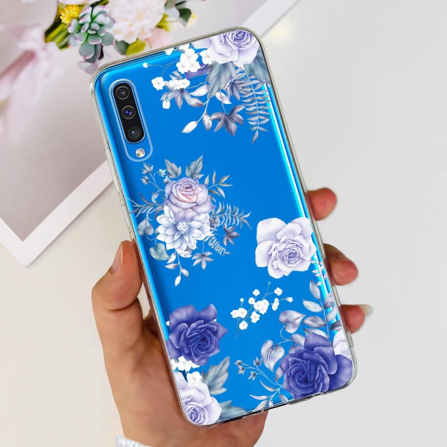 For Cover Samsung Galaxy A50 Phone Case Luxury Marble Flower Transparent Soft Bumper For Samsung A50S A30S A307F A507F A 50 Capa