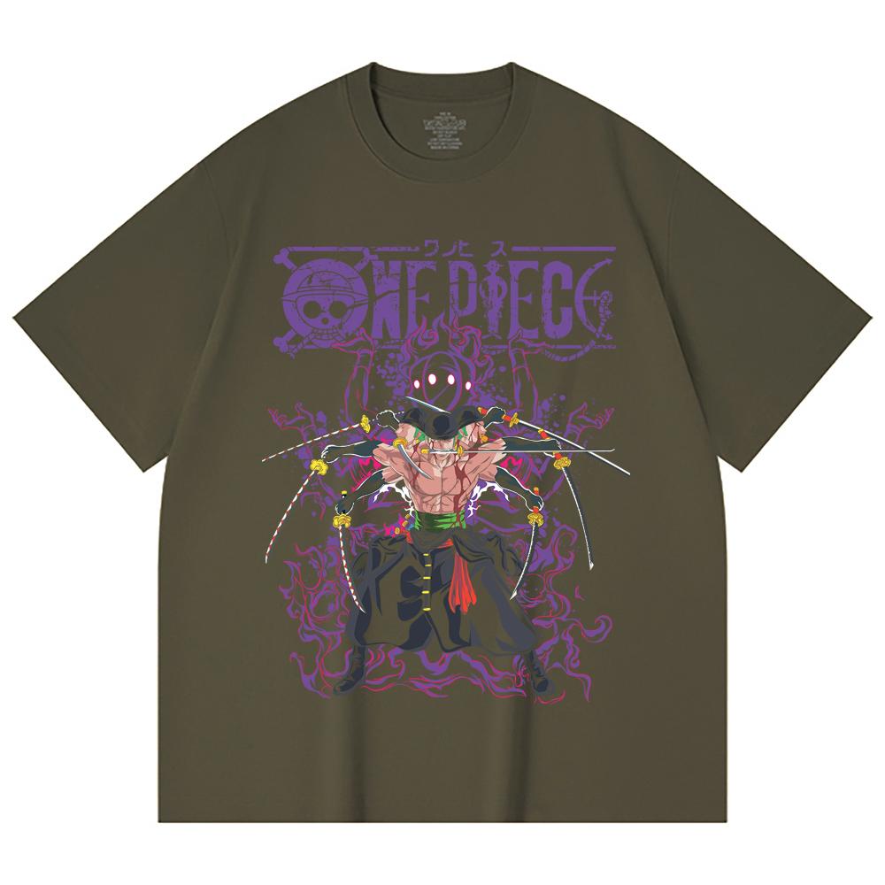 230 Gsm 100% Cotton One Piece V65 Zoro Print Unisex Heavy Cotton T Shirt