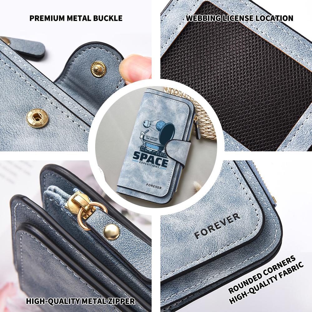 Space Expedition Long Wallet Fashion Portable PU Card Holder Stylish Daily Use Purse