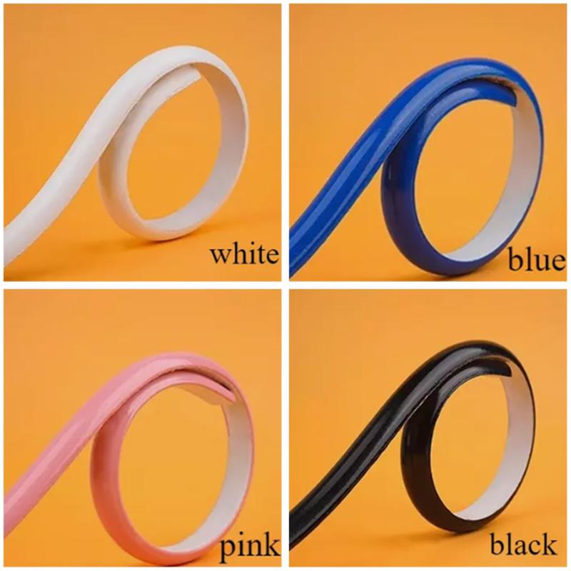 1M Self-adhesive PVC Wall Edge Strip Wall Waist Line Sticker Soft Anti-collision Semi-circular Waterproof Trim Line Skirting