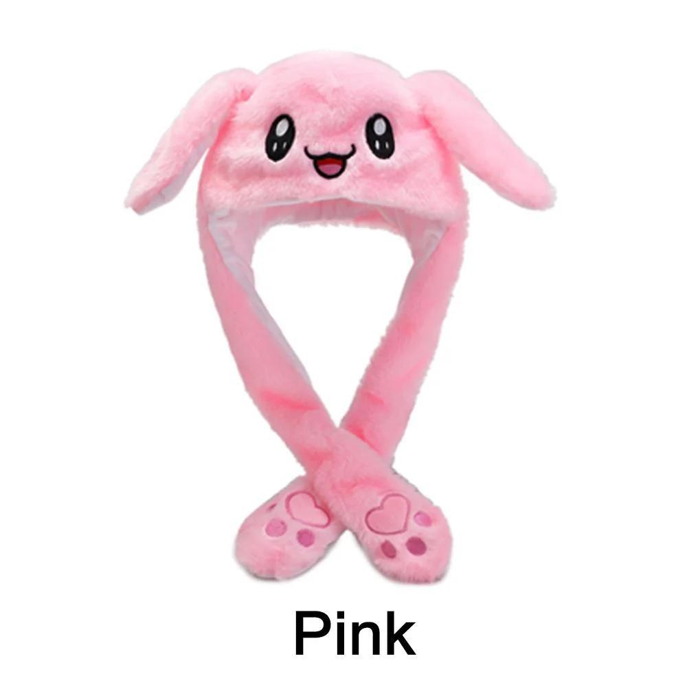 Cute Cartoon Bunny Ear Moving Hat Soft Plush Kawaii Rabbit Ears Winter Cap for Birthday Gifts