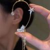 Flower Tassel Ear Bone Clip, Ear Hanging with Diamonds, Wheat Ear Bone Clip, No Ear Hole, Niche, Super Immortal Temperament