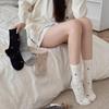 Ballet-Inspired Retro Floral Cotton Mid-Calf Socks: Small Polka Dots, Slouchy Academy Style for Spring & Autumn