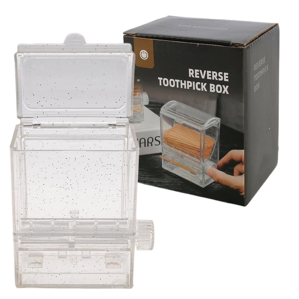 Toothpick Box Transparent Home Toothpick Bottle Daily Rotating Automatic Toothpick Holder Portable Toothpick Jar