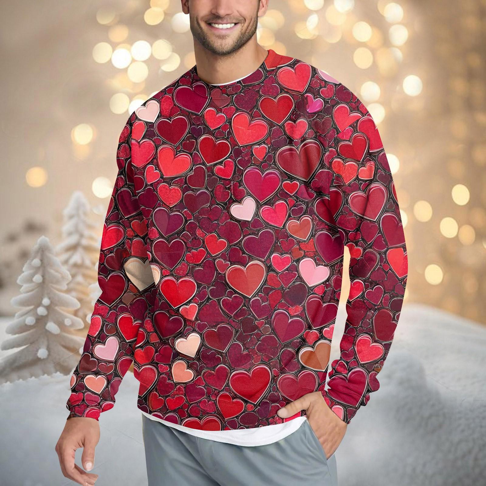 

Мужская повседневная мода, удобная кофта-свитер с воротником на День святого Валентина, толстовка XL киноварь