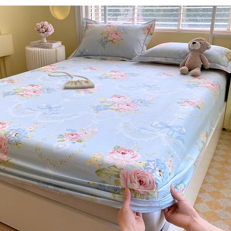 Baumwolle Bedruckte Spannbettlaken für Zuhause Bett Staubdichte Schutzhülle Einzel Doppel Queen King Bett Matratzenbezug