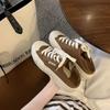 Sheepskin Version~ Leather Round Head Lace-up Breathable Stepping Heel Casual Canvas Shoes Women's 2025 New Board Shoes Little White Shoes
