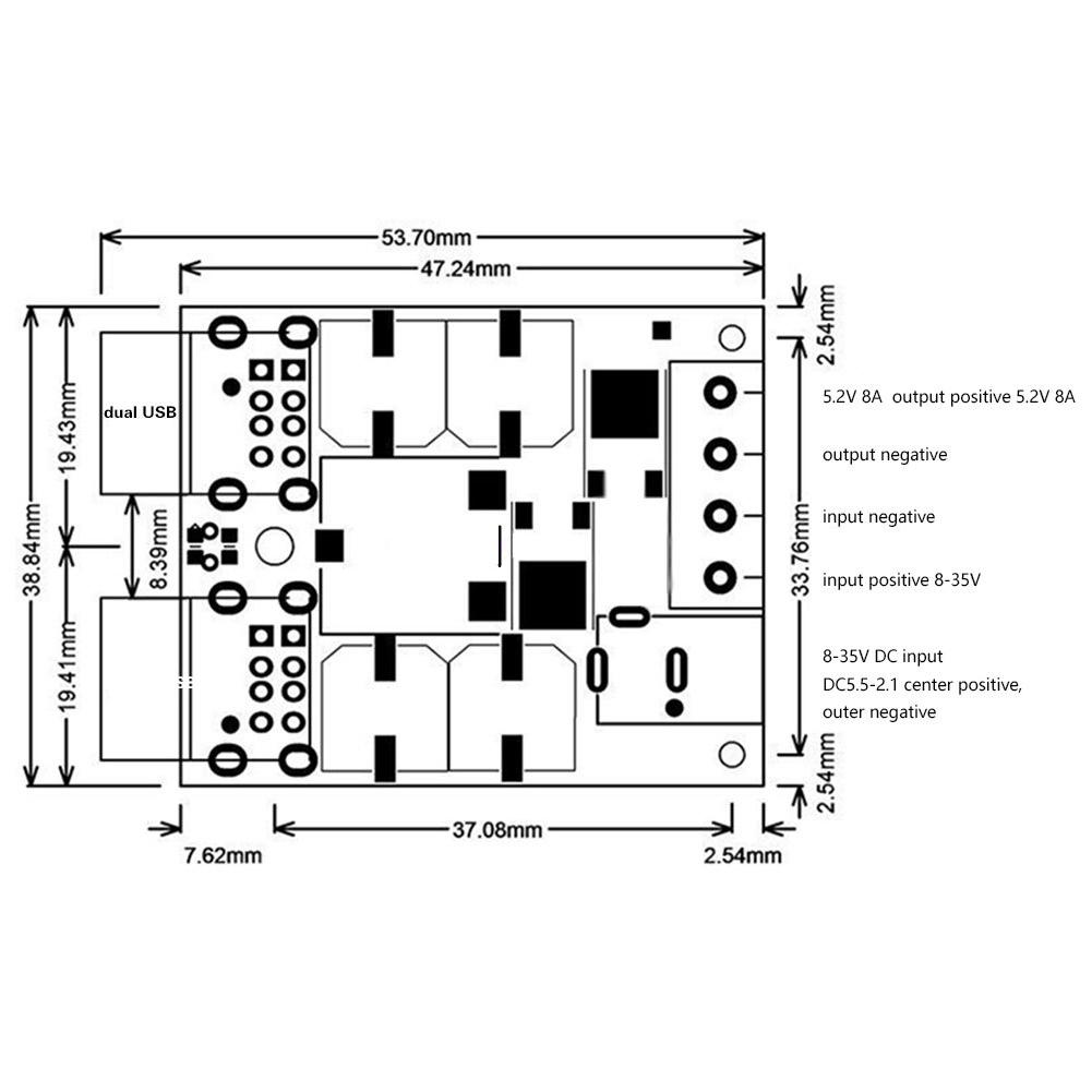DCDC Voltage Step Down Power Supply Buck Module Car 12V 24V 835V to 5V 8A 4 USB Phone Charger