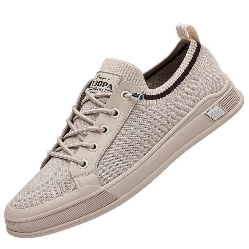Men's Shoes Summer New Fly-woven Mesh Shoes Men's Breathable and Lightweight Thin One-pedal Trendy Leather Shoes