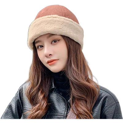 Women's Autumn and Winter Padded Warm Melon Skin Cap Solid Color Retro Leisure Cap