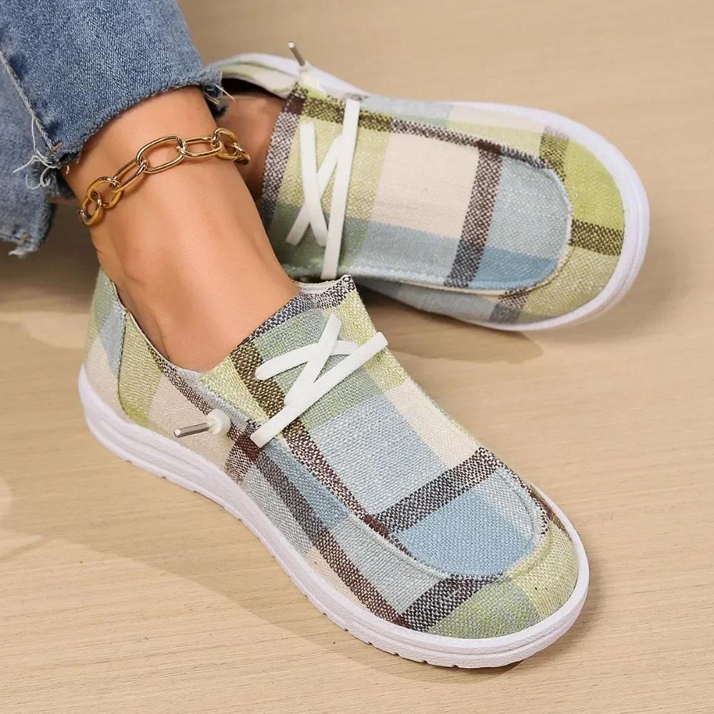 Women Canvas Slip On Flat Sneakers Lightweight Breathable Espadrilles Loafers Shoes Comfortable Casual