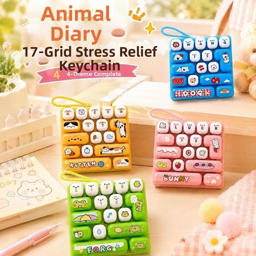 Pressable Keys Fingertip Button Keyring Cartoon Stress Relief Fidget Toy Travel Use