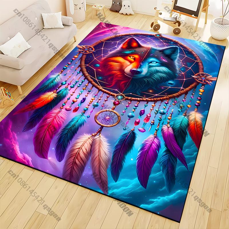 15 Sizes Wolf Head Dream Catcher Carpet Fashion Mat Non -slip Carpet Rug Outdoor Carpet Door Mat Play Mat Baby Birthday Gift