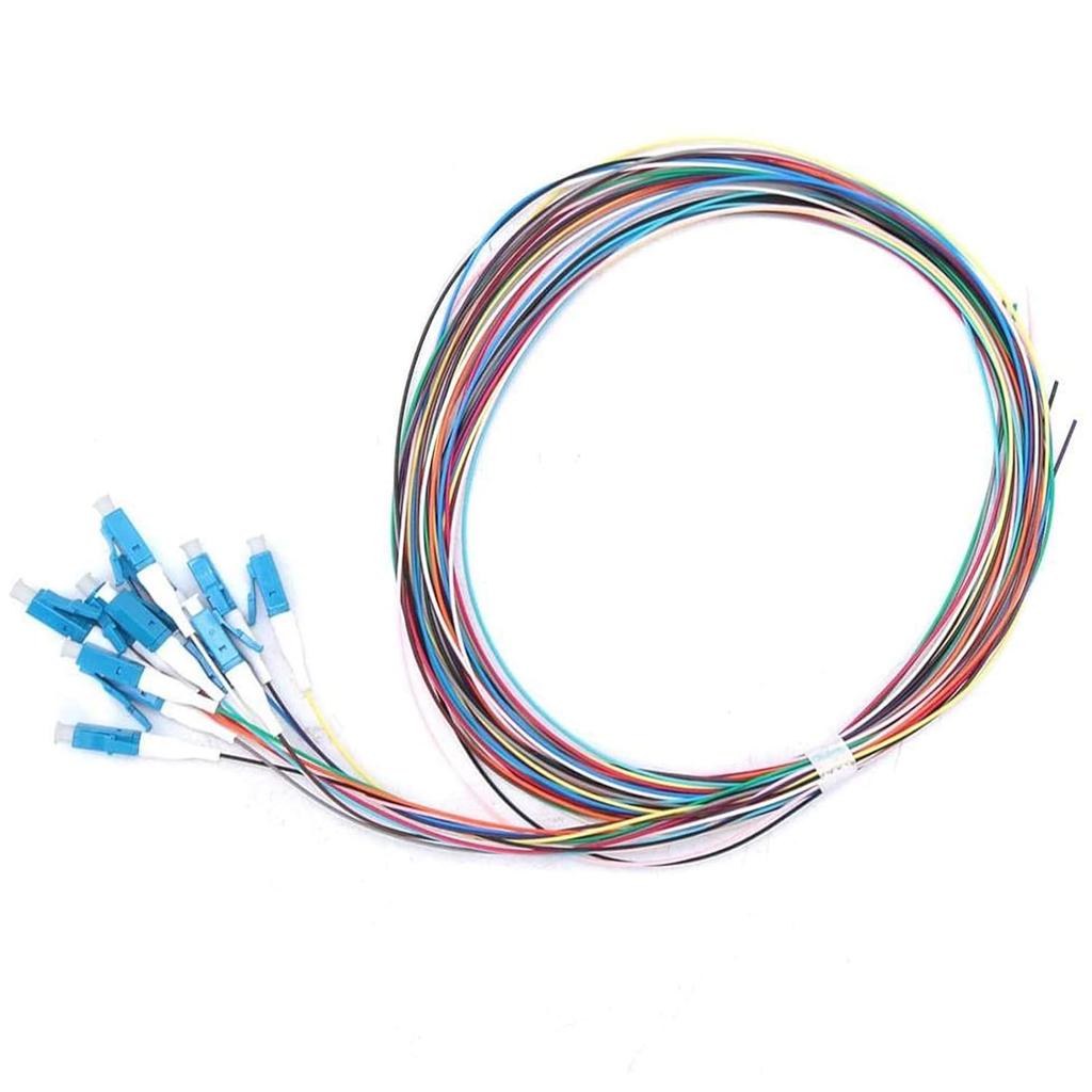 12 Strand Fiber Optic Pigtail LC/UPC Single Mode Low Insertion Loss with Ceramic Ferrule 1.5m for Optical Fiber LAN, Optical Fiber Communication