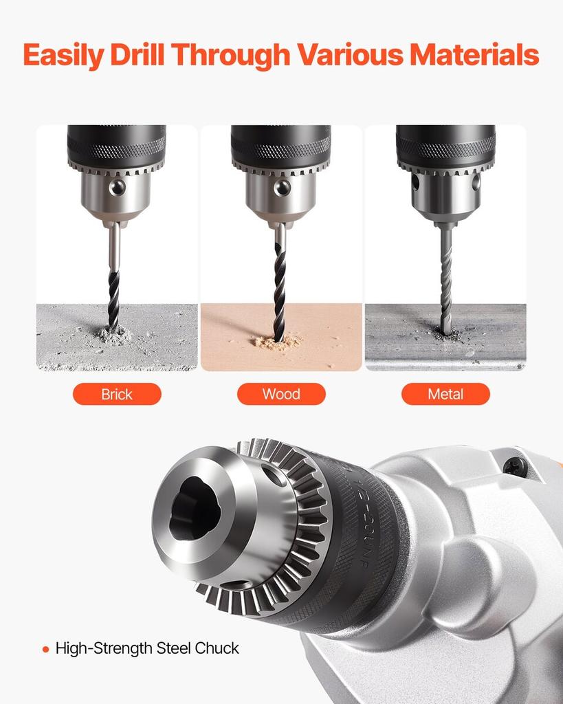 Drill Mixer, 12.7mm Corded Electric Drill Mixer Set, 0-850RPM 3.2A Mixing Drills, Mixing Drills Machine with D-Handle for Drilling & Blending,