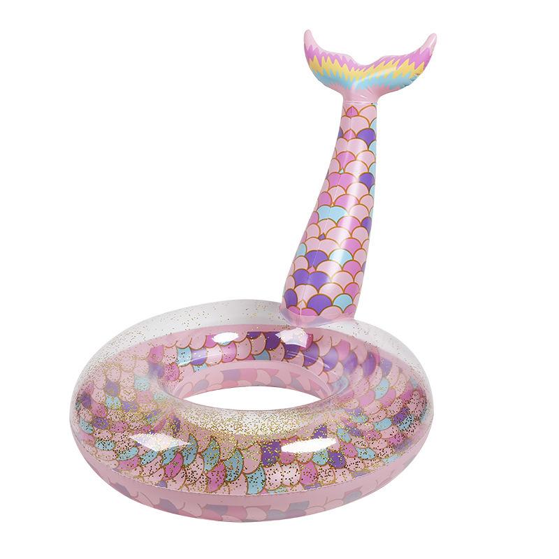 

Cartoon Sequin New Mermaid Pattern Inflatable Lifebuoy For Adult Swimming Circle