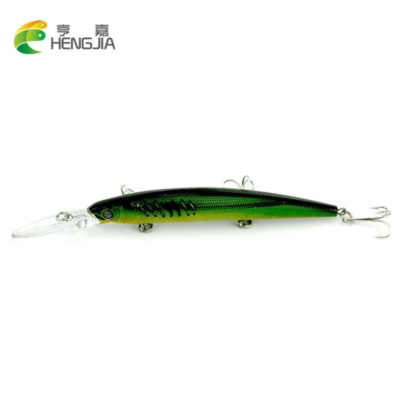 HENGJIA 12,7 g Deepwater Long Lip Minnow Lure 10 Stück/Packung Haken Lebensechter Hechtköder
