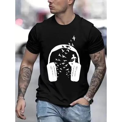 Relaxing DJ Music Tshirt Men Short Sleeve Novelty Funny Headphone TShirt Vintage Summer Tops Shirt Tee T-Shirt O Neck Streetwear