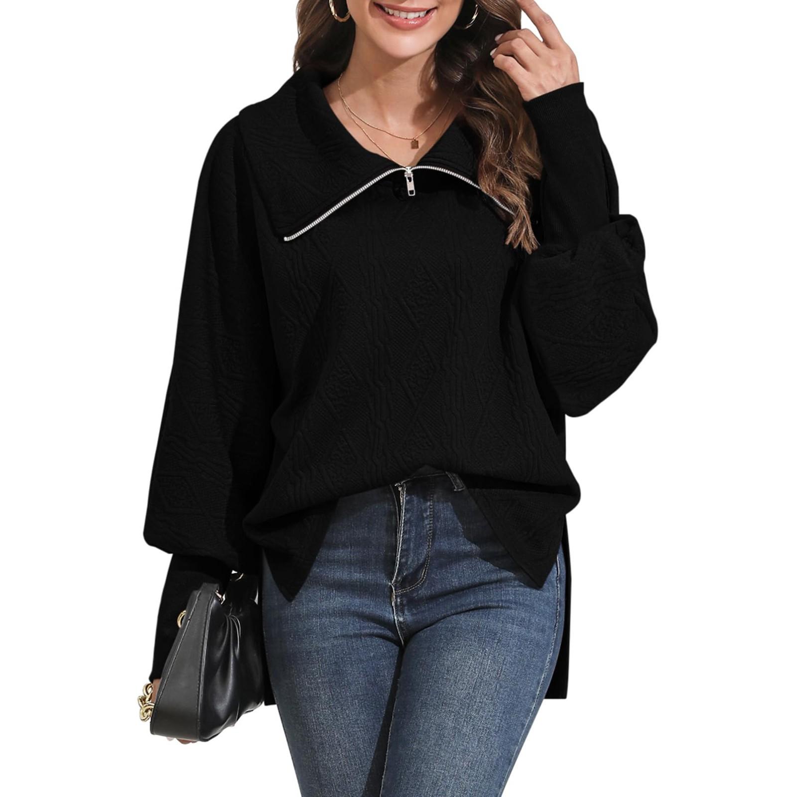 Топы для женщин пуловеры с длинными рукавами повседневные рубашки топ M чёрный 2980₽