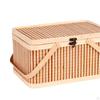 Bamboo Basket Woven Picnic Egg Storage Holder Sturdy Portable with Lid and Handle for Bread