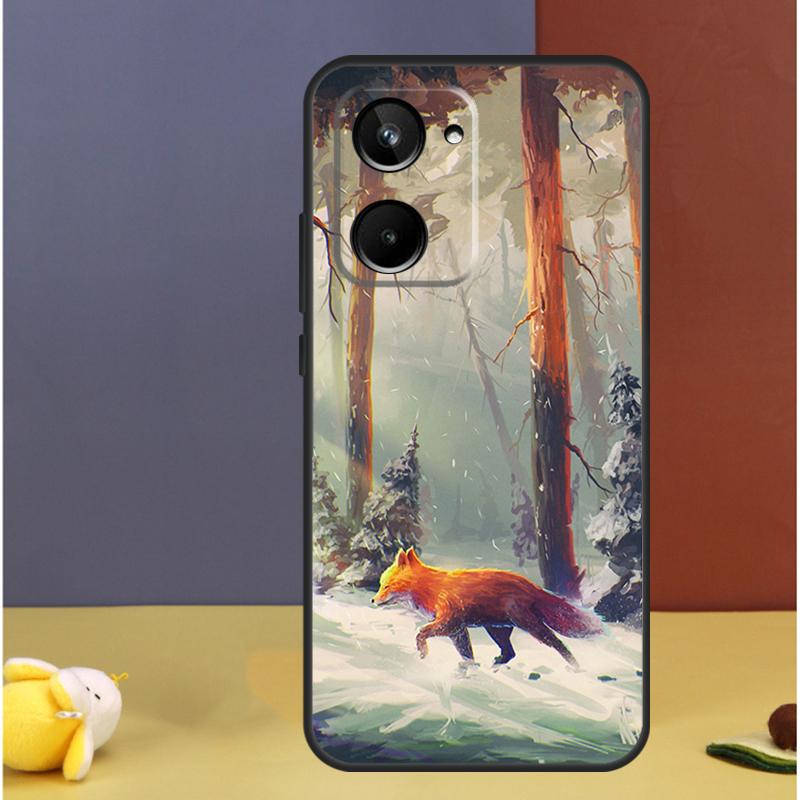 Watercolor Painting The Fox For Realme C71 C75 C55 C53 C67 C61 C33 C63 C51 C65 15 GT7 Pro 10 11 12 13 14 Pro Plus Case