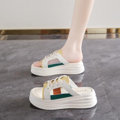 2025 Summer New Half Slippers Women's Outer Shoes Casual One-pedal Lazy Thin-soled White Shoes Women
