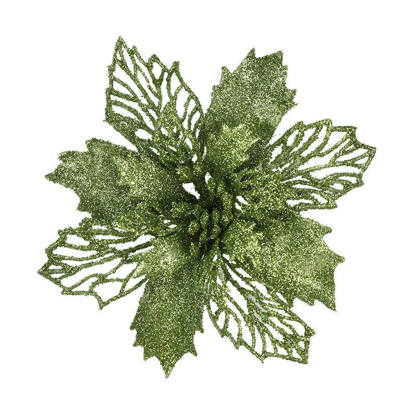 Gold Glitter Artificial Christmas Flower Decoration