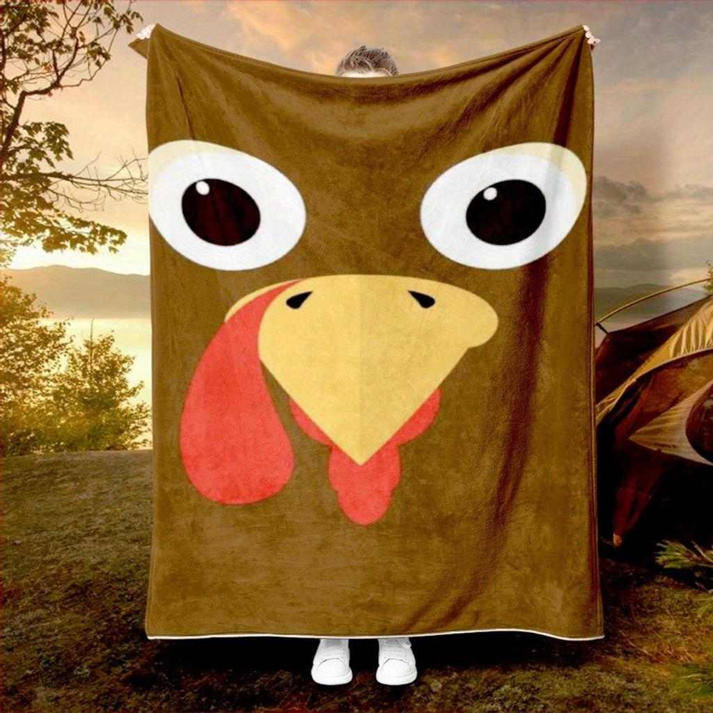 Turkey Thanksgiving Pattern Flannel Blanket - Suitable for beds, sofas, offices, travel, decorating, chairs, and as a holiday