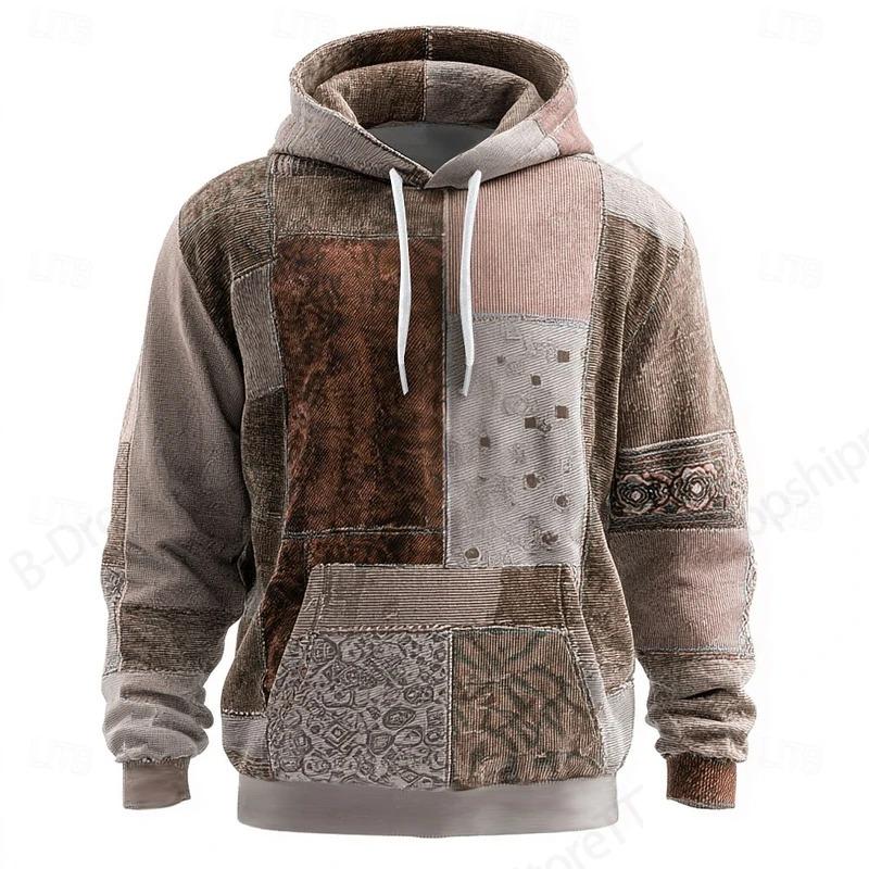 New Geometric Plaid Hoodie Sweatshirt Men Women Fashion Plus Size Hoodies Patchwork  Print Men Clothes  Oversized Tracksuit
