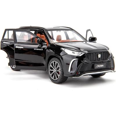 1/24 Scale Toyota Crown Kluger 6 Doors Opened Alloy Car Model Toy, Sound and Light Pull Back Collection Toy Car for Kids Gift