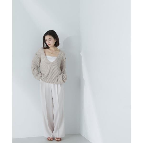 [Natural Beauty Basic] Deep V-neck Boxy Knit