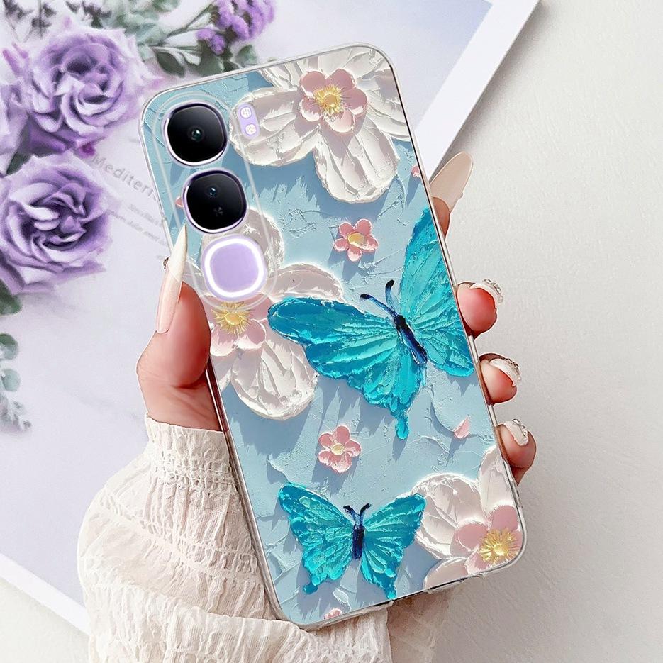 For Vivo Y200 5G Case Vivo V40 Lite Beautiful Butterfly Painted Cover Soft Slim Phone Case For Vivo Y300 Y 200 V40Lite 5G Bumper