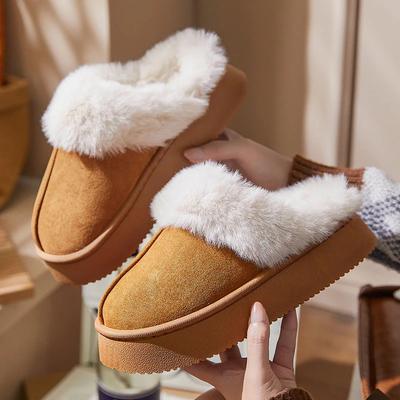 Fashion 2024 New Winter Women's Plush Slippers Comfortable Non-slip Thick-soled Toe-cap Slippers Casual Warm Lady Indoor Cotton Shoes