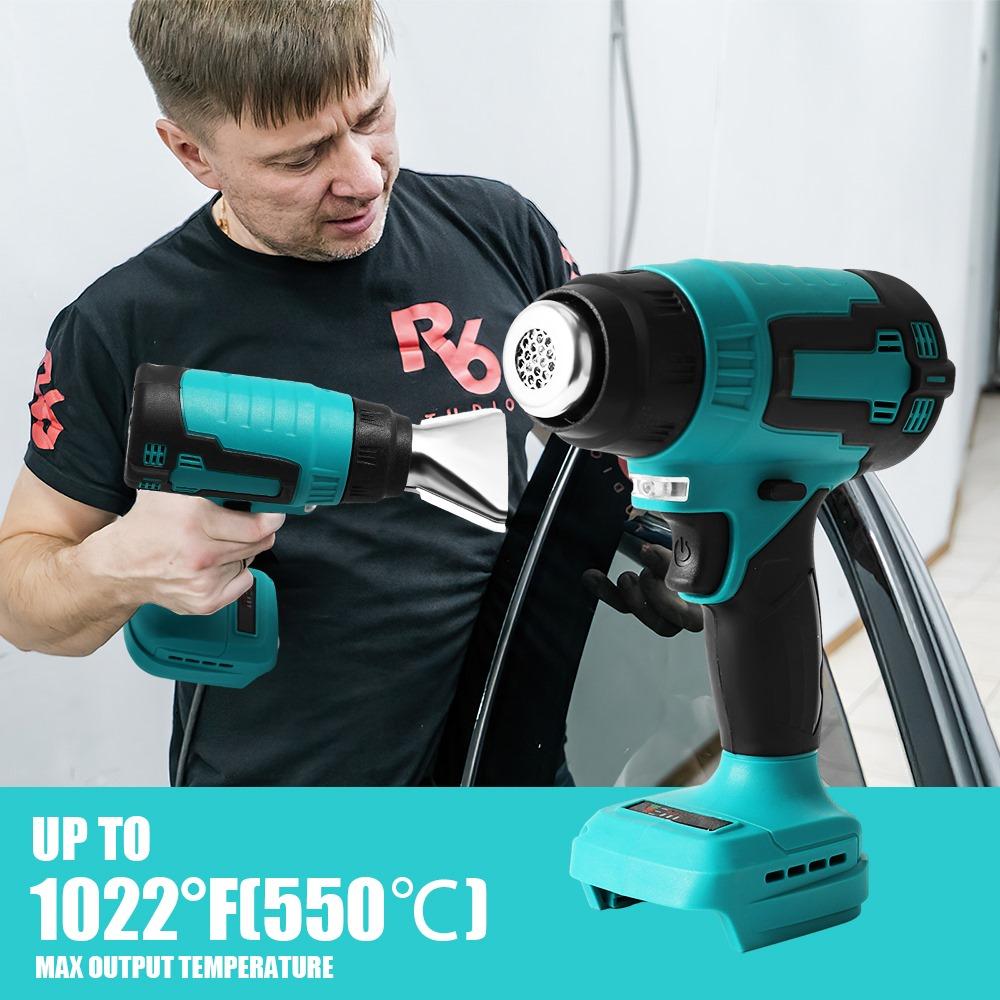 500W Cordless Hot Air Machine18V Rechargable Li-Battery Quick Heating Heat Gun for Shrink Wrapping Heat Shrink Tube PVC