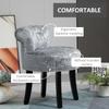 Dressing Table Stool with Rubber Wood Legs, Ice Velvet Vanity Stool for Living Room Bedroom, Grey