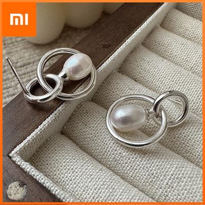 925 Sterling Silver Vintage Earrings For Women Trendy Circle Pearl Tassel Earring Jewelry Prevent Allergy Party Accessories