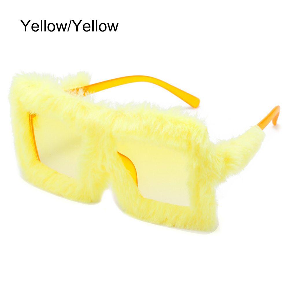 UV400 Ladies Shades Square Frame Soft Fur Ladies Sexy Shades Plush Sunglasses Punk Sun Glasses