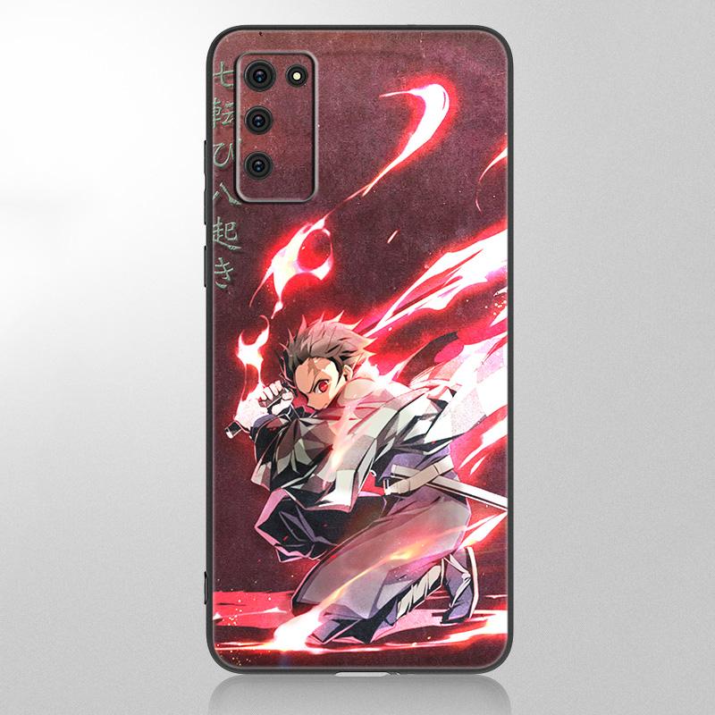 Anime Dämon Slayer Tanjiro Fall für Samsung Galaxy A12 A02S A22 A32 A52 A72 A71 A51 A41 A31 A21 A11 A50 A70 A10 A20S schwarze Abdeckung