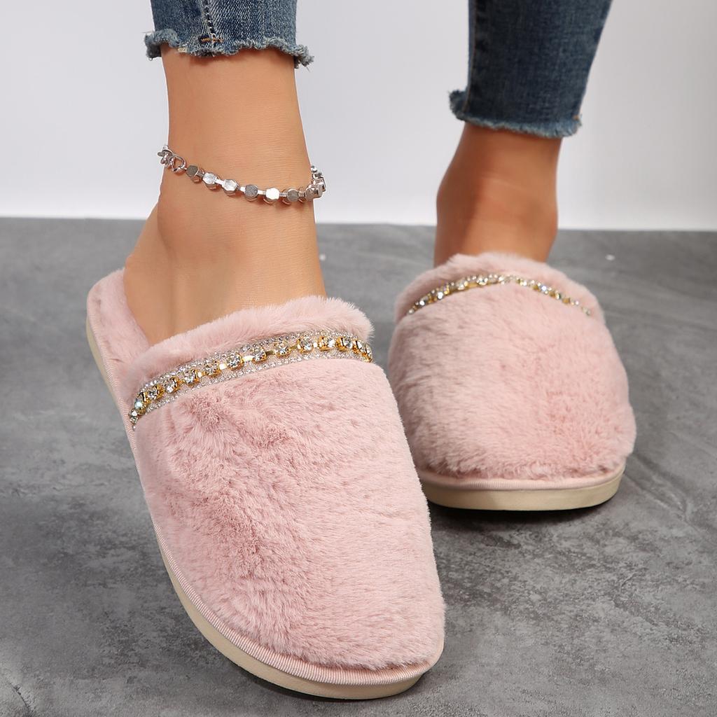 Fashion Women Baotou Slippers Fluffy Furry Home Slides Woman Comfort Flat Slippers Non Slip Indoor Floor Shoes Lightweight  Slides Women