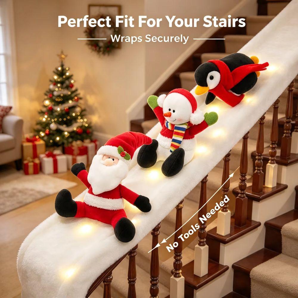3pcs LED Plush Plush Decoration Set Festive Theme Christmas Banister Ornament  Room Decoration