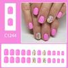 Pack of 24 Plastic False Nail Floral Dot Gradient Design Reusable Artificial Nail for Women Autumn Winter Fashion