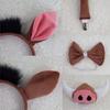 1/4/5/6 Pig Costume Set Pig Ears Headbands Pig Nose Tail Bows Animal Fancy Costume Kit Accessories Party Decors