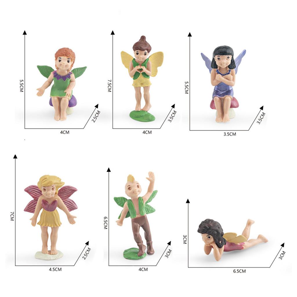 6 Pieces Flower Fairy Ornament Decoration Crafts for Tabletop Yard Home