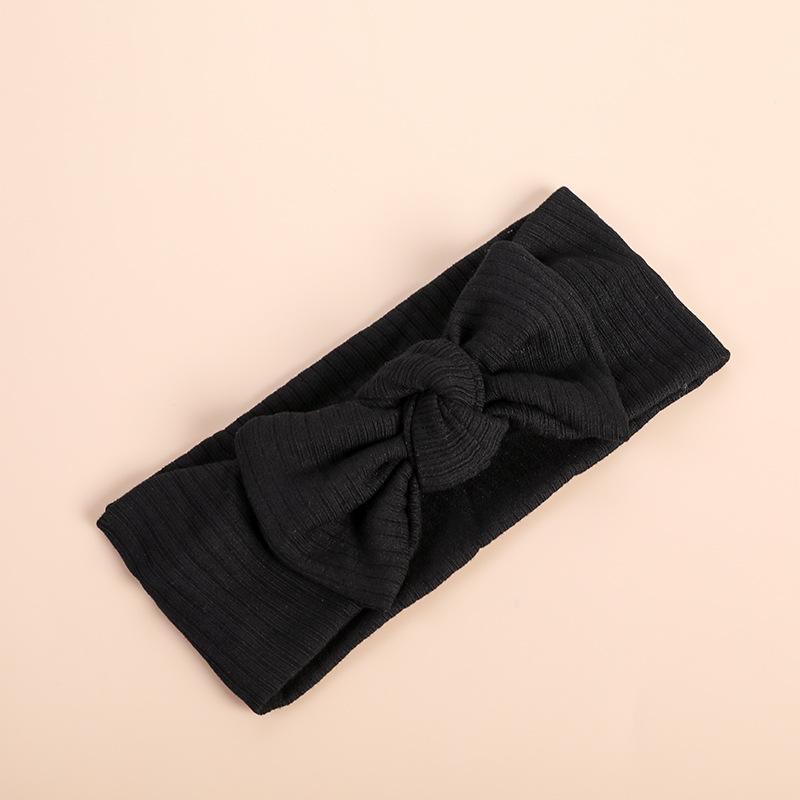 2022 Organic Cotton Baby Bow Knot Knitted Ribbed Infant Newborn Headbands for Babies 18 Colors Baby Accessories