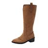 Plus Size 36-43 Western Cowboy Boots Women's Matte High Barrel Knight Boots Autumn/Winter New Long Barrel Boots